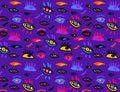 Bright colorful doodle eyes pattern, background for web Royalty Free Stock Photo