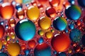 bright colorful drops of water on a colorful background. close-up, A bubblelike cluster of myriad hues creating, ai generated Royalty Free Stock Photo