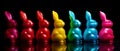 Bright and Colorful Easter Bunny Row. Generative AI