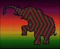A bright, colorful elephant embroidered on the fabric Royalty Free Stock Photo