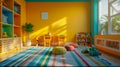 Bright and colorful empty children's playroom with clean design and ample sunlight Royalty Free Stock Photo