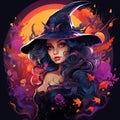 Bright and Colorful Fantasy Witch with Smooth Edges AI Generated