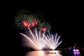 Bright and colorful fireworks against a black night sky.Fireworks for new year. Beautiful colorful fireworks display on the urban Royalty Free Stock Photo