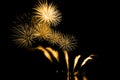 Bright and colorful fireworks against a black night sky.Fireworks for new year. Beautiful colorful fireworks display on the urban Royalty Free Stock Photo