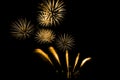 Bright and colorful fireworks against a black night sky.Fireworks for new year. Beautiful colorful fireworks display on the urban Royalty Free Stock Photo