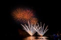 Bright and colorful fireworks against a black night sky. Firework Royalty Free Stock Photo