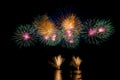 Bright and colorful fireworks against a black night sky.Fireworks for new year. Royalty Free Stock Photo