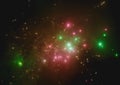 Bright colorful fireworks against the night black sky resembling a galaxy background Royalty Free Stock Photo