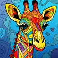 Bright colorful giraffe illustration