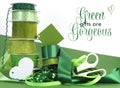 Bright colorful green theme gift wrapping