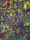 Bright colorful green, yellow, red and purple vegetative background. Abstract composition, chaos, fantasy. Royalty Free Stock Photo