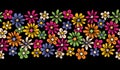 Bright Colorful Hand Drawn Felt Tip Pen Daisies Floral Vector Seamless Pattern Border