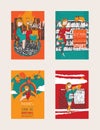 Bright colorful hand drawn posters dedicated to love to books.