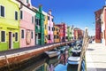 Bright colorful houses on Burano island on the edge of the Venetian lagoon. Venice,