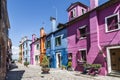 Bright colorful houses on Burano island on the edge of the Venetian lagoon. Venice, Italy Royalty Free Stock Photo