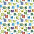 Bright colorful icons of chemical elements, seamless pattern Royalty Free Stock Photo
