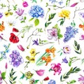 Multi-floral seamless pattern with different flowers.