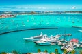 Luxury yachts and boats in the marina of Marigot, St Martin, Caribbean. Royalty Free Stock Photo