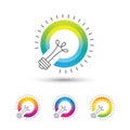 Bright colorful light bulb logo set