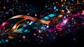 Bright colorful lights and confetti bokeh abstract background Royalty Free Stock Photo