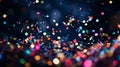 Bright colorful lights and confetti bokeh abstract background Royalty Free Stock Photo