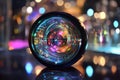 Colorful lens reflecting lights in a creative photography setting at night Royalty Free Stock Photo