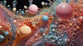 bright and colorful microcosm of microbes, fungi, bacteria