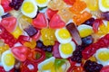 Bright colorful mixed gummy candy shot from above Royalty Free Stock Photo