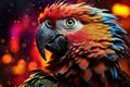 Bright colorful parrot close-up, AI Generated