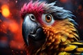 Bright colorful parrot close-up, AI Generated