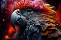 Bright colorful parrot close-up, AI Generated