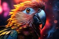 Bright colorful parrot close-up, AI Generated