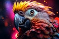 Bright colorful parrot close-up, AI Generated