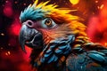 Bright colorful parrot close-up, AI Generated