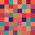 Bright colorful patchwork pattern from square patches. Multicolor print for fabric and textile. Quilt design