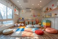 Bright and colorful playroom with lots of toys and activities for children