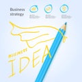 Bright colorful poster business idea with pencils and drawings for infographics. Vector illustration Royalty Free Stock Photo