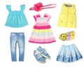 Bright colorful rainbow childs clothes isolated Royalty Free Stock Photo