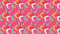 Bright colorful repeating squares pattern over pink background Royalty Free Stock Photo