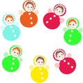 Bright colorful roly-poly toys isolated on white background. Childish vector illustration