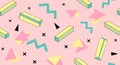 Memphis design pattern. Retro 80s abstract background with colorful geometric shapes for fashion and textiles by ai Royalty Free Stock Photo