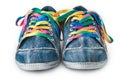 Bright colorful sneakers isolated on white Royalty Free Stock Photo