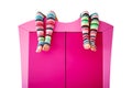 Bright colorful socks on a closet Royalty Free Stock Photo