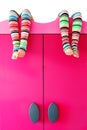 Bright colorful socks on a closet Royalty Free Stock Photo