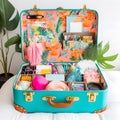 bright and colorful suitcase filled with all the essentia generative AI