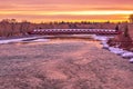 Bright Colorful Sunrise Sky Over The Peace Bridge