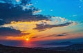 Bright colorful sunset on the sea with beautiful clouds Royalty Free Stock Photo