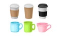 Bright Colorful Tea And Coffee Cups Of Different Design Vector Illustration Set Royalty Free Stock Photo