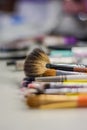 Makeup brushes in color Royalty Free Stock Photo