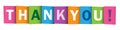 THANK YOU! colorful overlapping letters banner